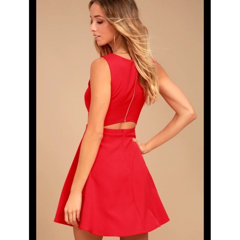 Lulus Red Skater Sleeveless Cut Out Back Dress Mini Party Cocktail XS New